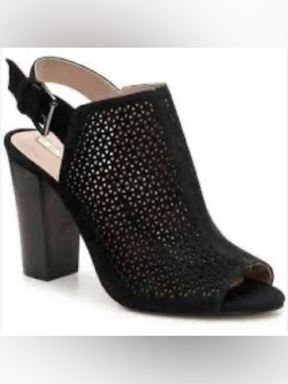 TAHARI Margaret 3 Suede Peep Toe Black